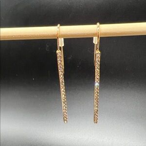 Lauren Ralph Lauren Gold Rhinestone Linear Bar Drop Earrings NEW
